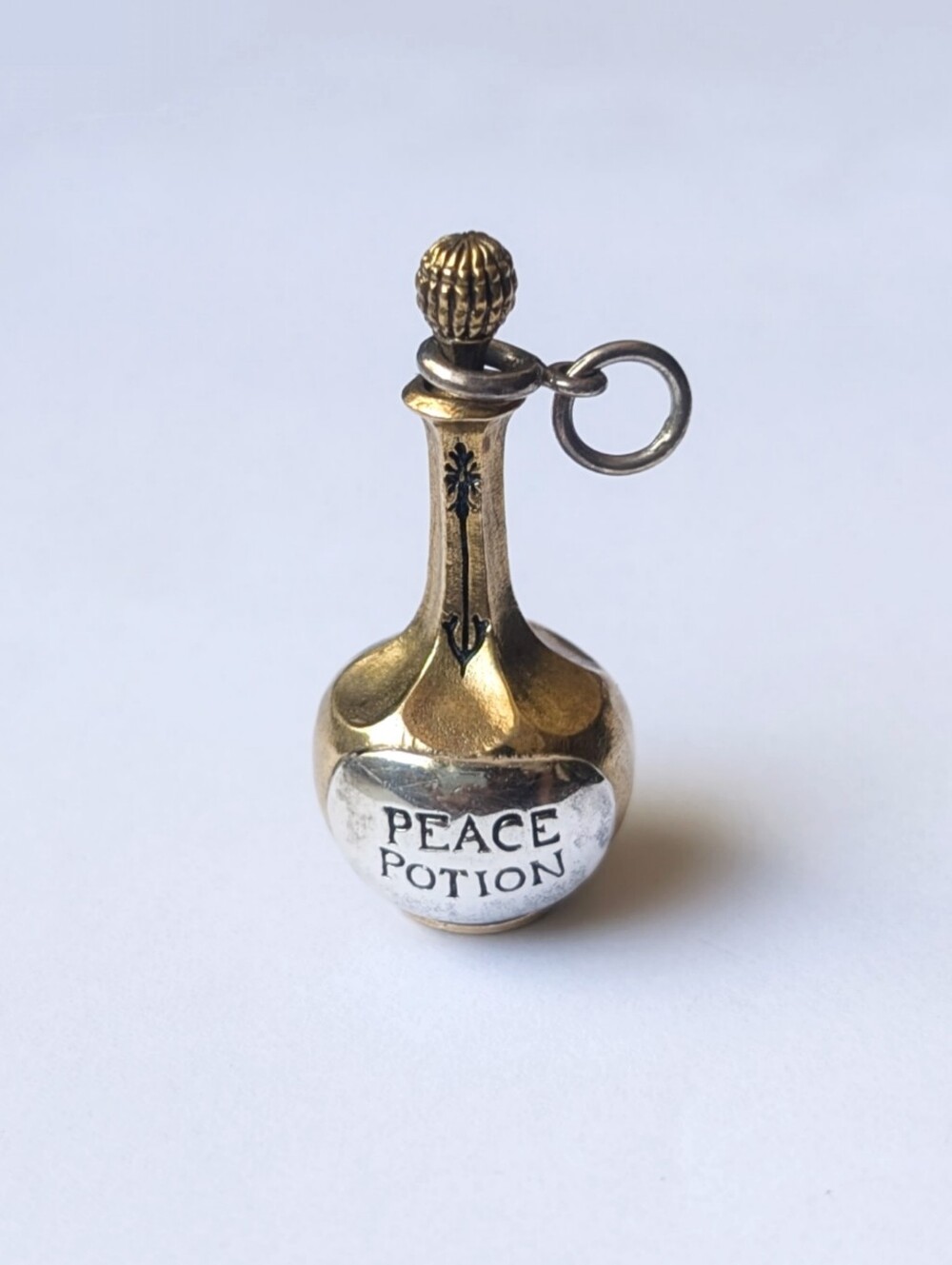 Peace Potion Remedy in a Bottle Pendant by Waxing Poetic Brass Silver Charm